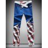 Stripe and Star Print Zipper Fly Narrow Feet Men's Pants - multicolore XL