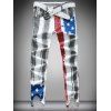 Vertical Stripe and Star Print Zipper Fly Narrow Feet Men's Pants - multicolore XL