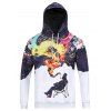 Multicolor Splatter Imprimer Kangaroo Pocket Men 's Sweatshirt à capuche - Blanc M