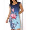 Vintage Gradient pivoine Blossom Dress - Bleu 2XL