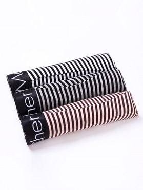Cherlamode 3PCS (Three Color) Striped U Pouch Design Men's Boxer Briefs