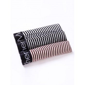 

Cherlamode 3PCS (Three Color) Striped U Pouch Design Men' Boxer Briefs, Colormix