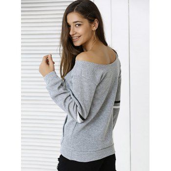 off shoulder gray sweatshirt