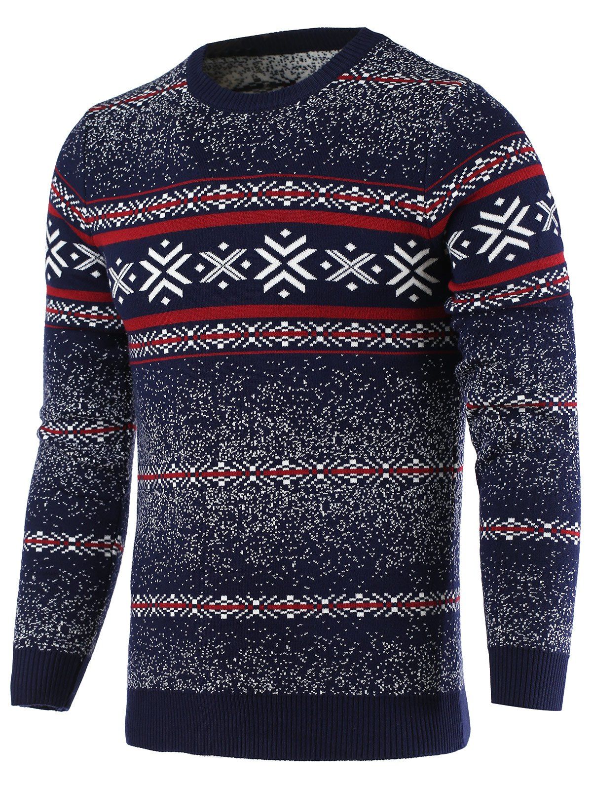 

Round Neck Snowflake Pattern Long Sleeve Men's Sweater, Cadetblue