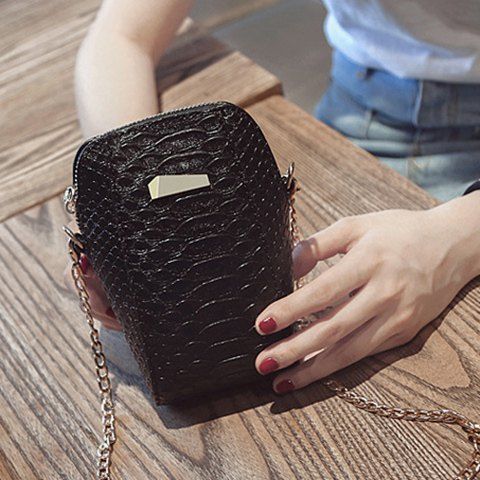 

Fashion Metal and Embossing Design Women's Crossbody Bag, Black