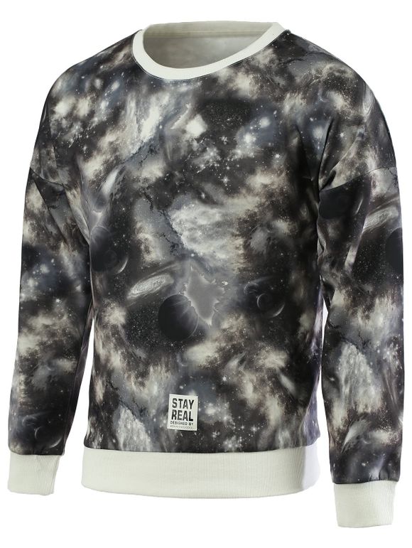 Galaxy mode Imprimer col rond manches longues Sweatshirt pour les hommes - multicolore 2XL
