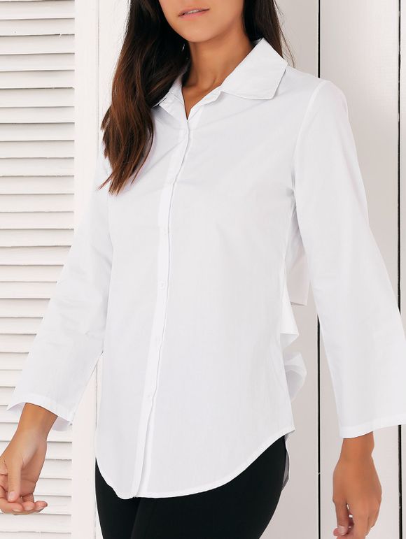 Backless Bowknot Embellished Shirt - Blanc XL