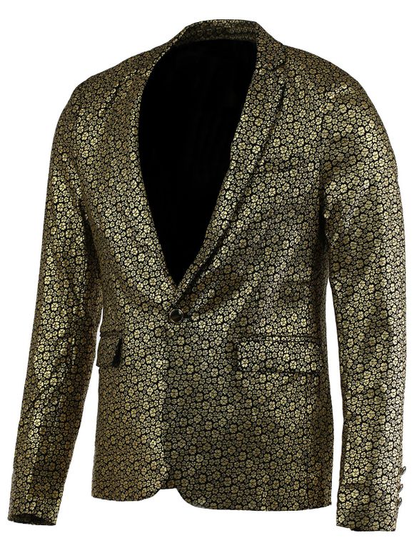 Floral Hot Stamping Impression revers manches longues hommes s 'Blazer - d'or M