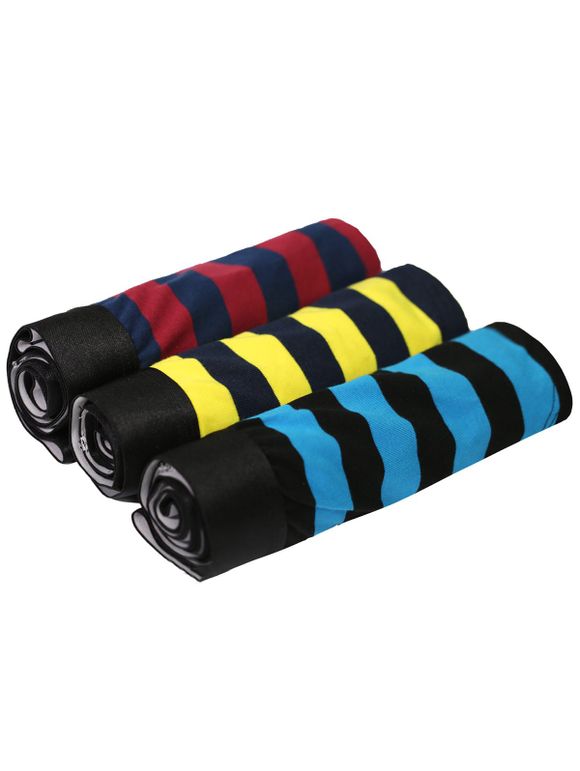 Cherlamode 3PCS Color Block Striped U Pouch design Men 's Boxer Briefs - multicolore L