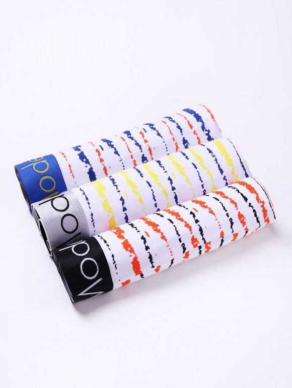 Cherlamode 3PCS Color Block Stripe Men 's Boxer Briefs - multicolore S
