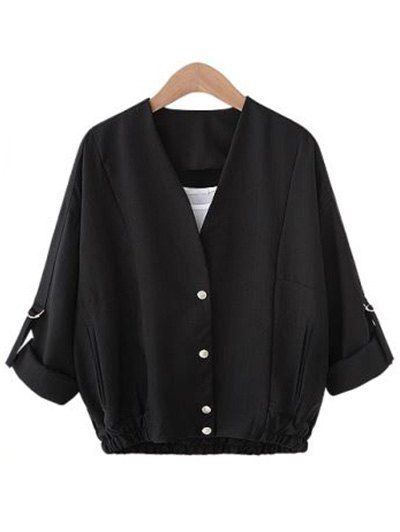 

Buttoned Pocket Design Coat, Black