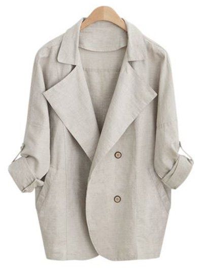 Turn Down Collar ample manteau mince - Abricot XL