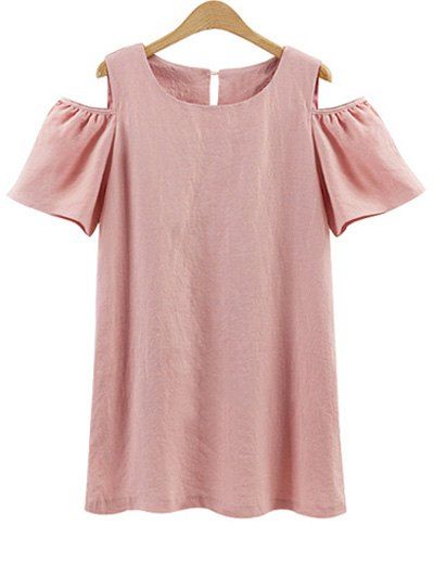 

Plus Size Cold Shoulder Mini Tunic Dress, Pink