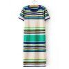Colorful Striped Étoffes T-Shirt Dress - Bleu/Jaune/Vert ONE SIZE