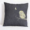 Épaissir Case Night Owl Lune Conception Oreiller - Noir 
