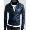 Pied de col à manches longues Rivet Agrémentée Faux Leather Jacket - Cadetblue M