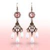 Pair of Delicate Fuax Crystal Etched Alloy Teardrop Floral Earrings - Blanc 