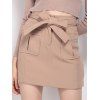 Taille haute conception de poche Tied Jupe - Kaki XS