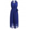 Chain Keyhole Collar Chiffon Maxi Dress - Bleu Saphir ONE SIZE