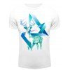T-shirt col rond 3D Starry Sky géométrique Cerf Imprimer manches courtes hommes  's - Blanc XL
