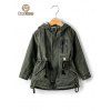 Élégant capuche Pocket design Drawstring Jacket - Vert Armée CHILD-5
