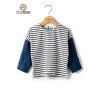 Striped élégant Color Block T-shirt - Bleu profond CHILD-2