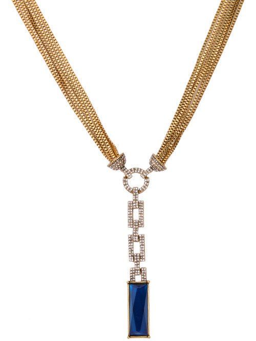 Fashion Faux Sapphire multicouches chaîne Cut Out strass Collier Geo - d'or 