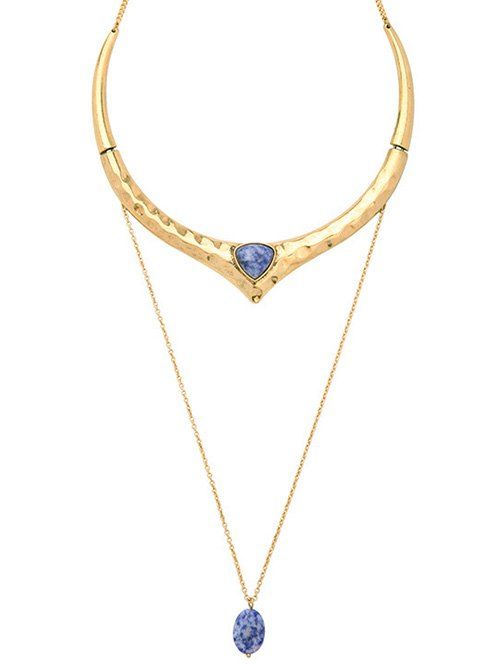 Or Chic Plaqué Natural Stone Ripple Collier Layered - d'or 