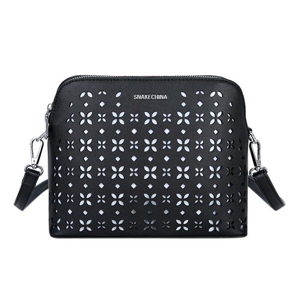 

Trendy Hollow Out and Letter Design Women's Crossbody Bag, Black