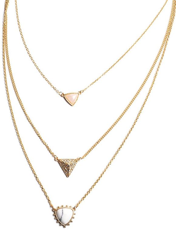 Collier avec pendentif Layered Faux Opal Triangle - Blanc 