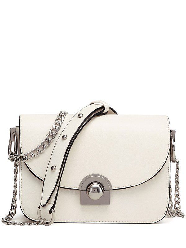 

Fashion Chain and Metal Ring Design Women's Crossbody Bag, Off-white