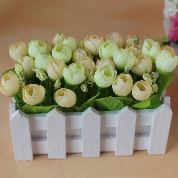 

Home Decor Bonsai Fake Rose Artificial Flower Set, White
