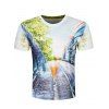 T-shirt Imprimé Paysage Rue 3D à Manches Courtes - multicolore 2XL