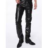 Zipper Fly Narrow Feet Splicing design PU Leather Pants - Noir XL