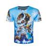 T-shirt frais Bull Roi Démon Crâne Imprimé col rond - Bleu 2XL