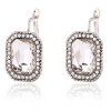 Brief Boucles d'oreilles clip Faux cristal Inlay Quadrate - Argent 