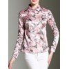 Shirt col imprimé oiseaux Design Bouton Satin Shirt - Rose M