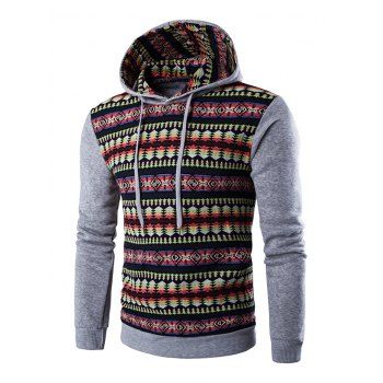 

Long Sleeves Stripe Printed Hoodie, Light gray