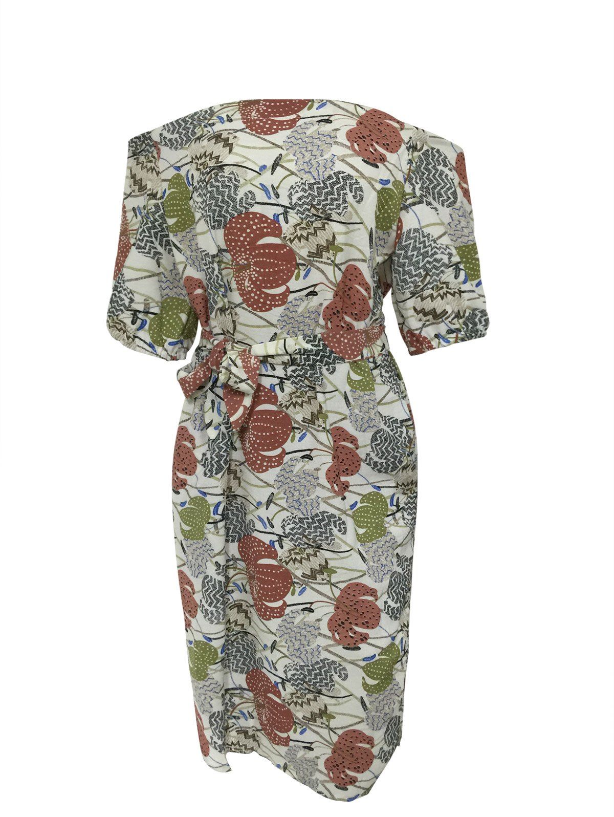 

Off-The-Shoulder Printed Tied Dress, Red