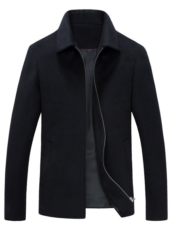 Tournez-Down Collar manches longues Zip-Up Jacket - Noir 3XL