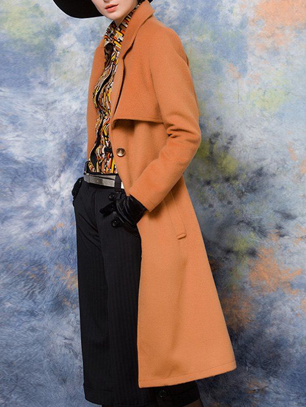 

Lapel Single-Breasted Furcal Coat, Camel