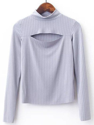 

High Neck Cut Out Knitwear, Gray