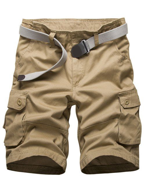 

Multi Pockets Zipper Fly Cargo Shorts, Khaki