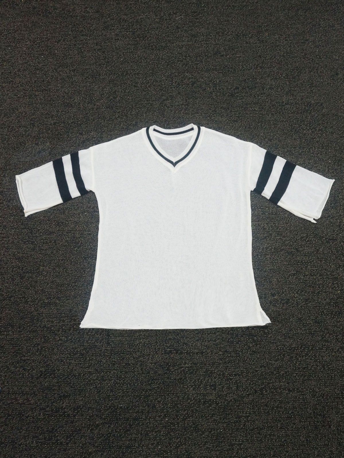 

Flare Sleeves Striped Knitted Sweater, White