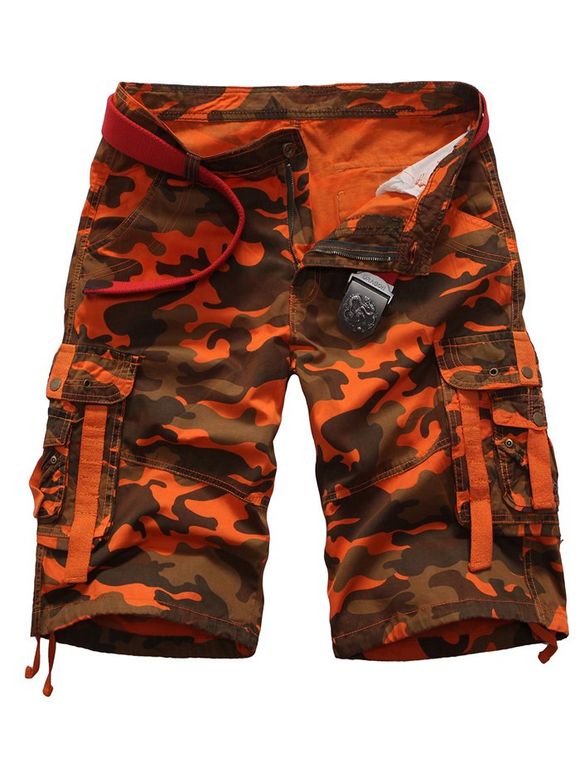 Zipper Fly Camouflage multi-poches Cargo Shorts - Tangerine 29