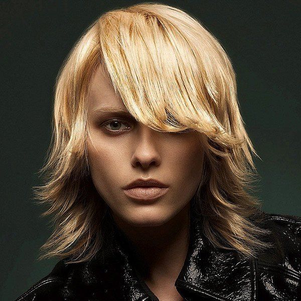 

Manly Short Tail Upward Capless Straight Side Bang Human Hair Wig, Blonde