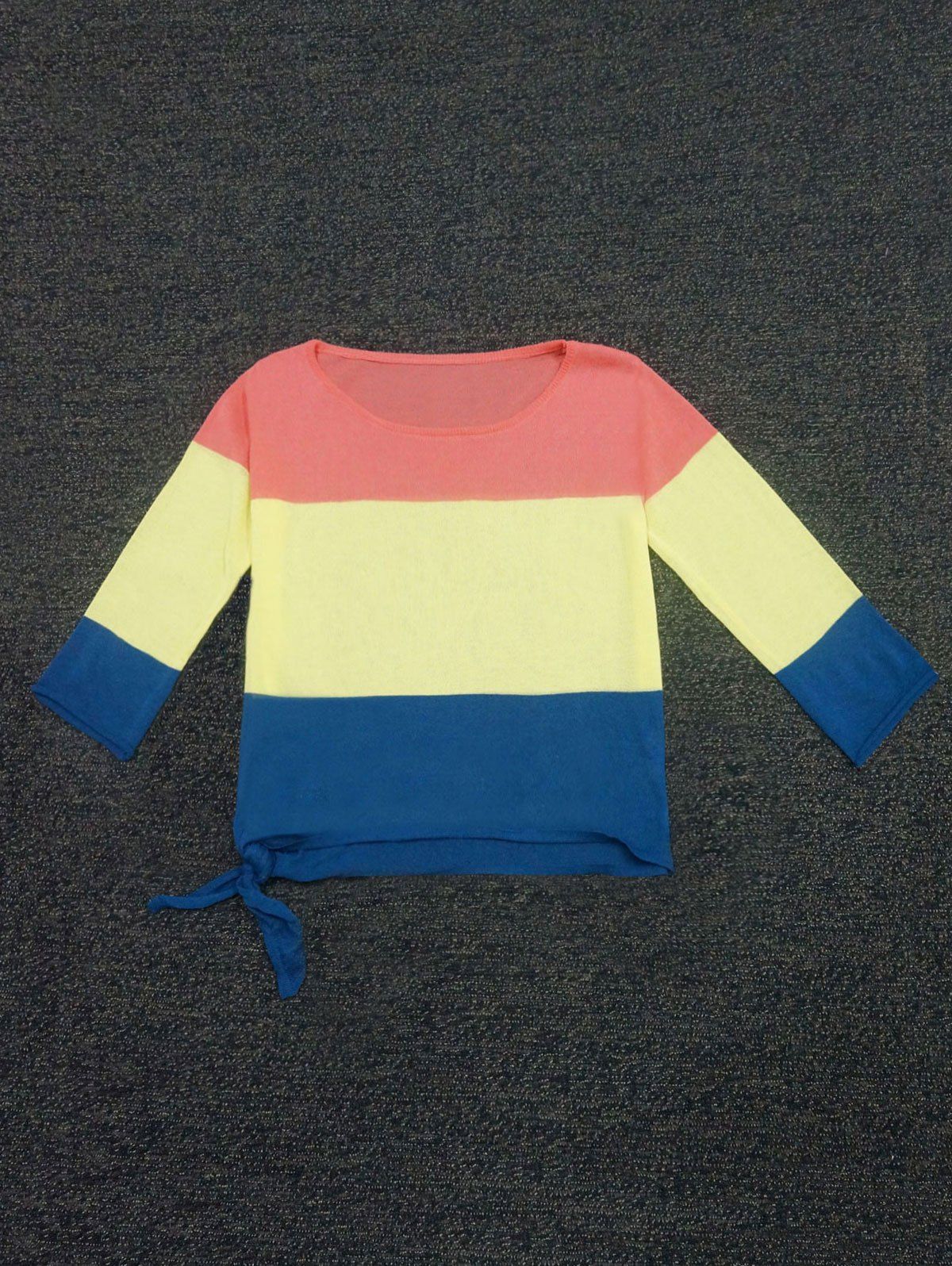 

Color Block Lace-Up Sweater, Colormix