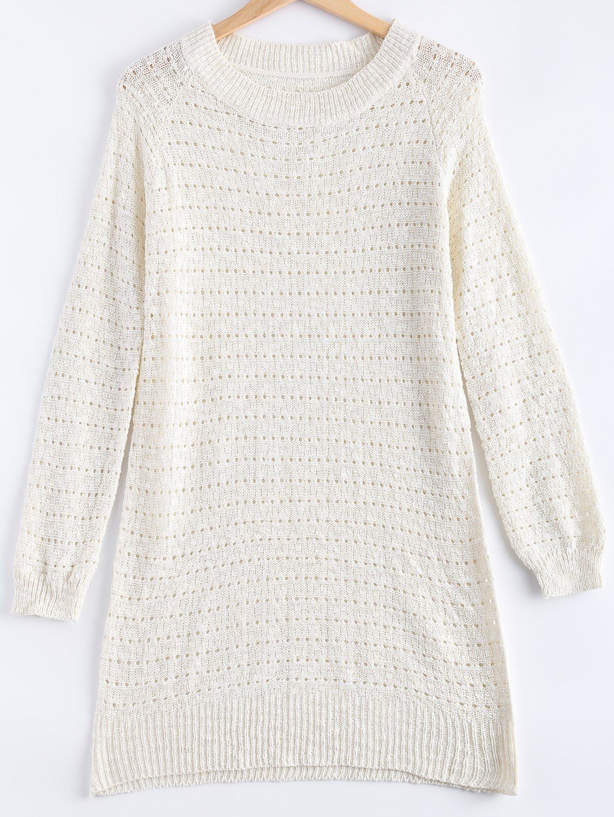

Solid Color Loose-Fitting Knitted Dress, Off-white
