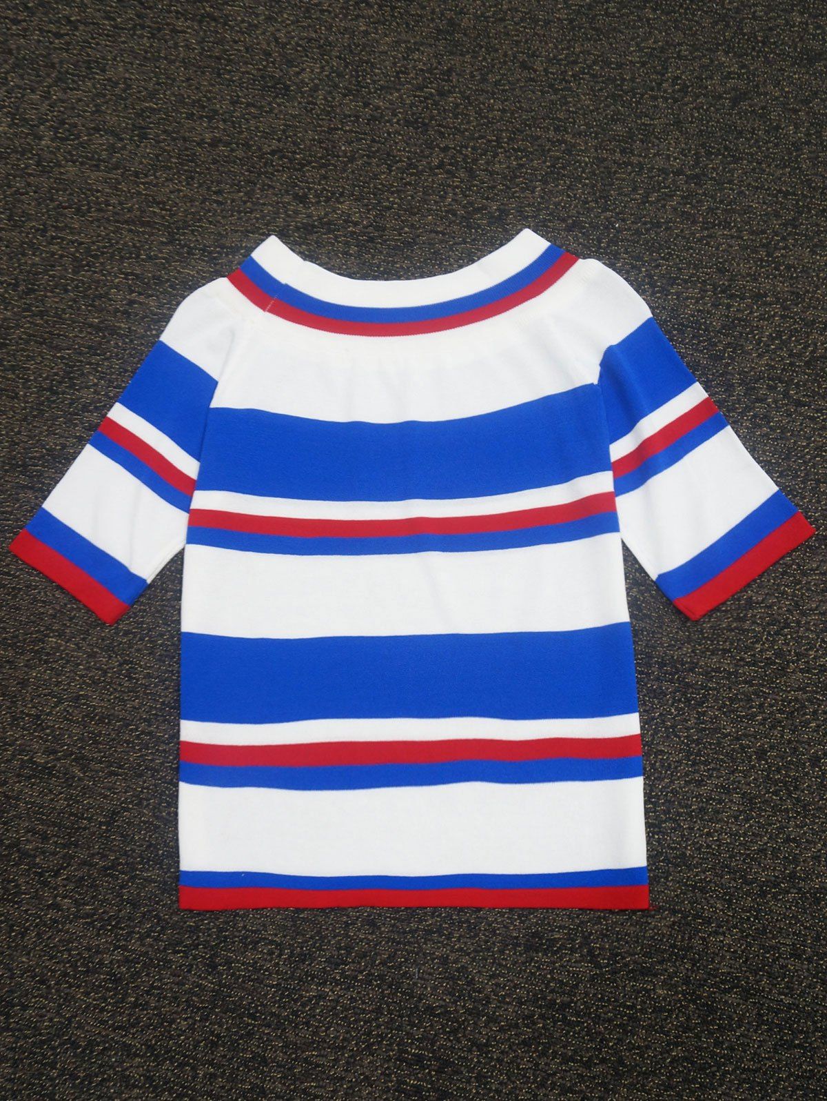 

Color Block Striped Knitted Sweater, Blue