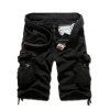 Effilochée multi-poches Shorts Zipper Fly Drawstring Cuff Cargo - Noir 38